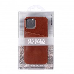 Onsala mobiletui i ægte læder til iPhone 12 / 12 Pro med to kortlommer