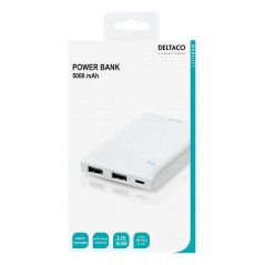 Portable batterier - Slim Powerbank 5000mAh fra Deltaco med 2.1A