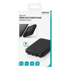 Portable batterier - Powerbank 5000 mAh med trådløs QI-opladning, der fastgøres til din telefon