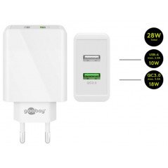 Goobay Strömadapter med 2xUSB Quick Charge QC3.0 28W 2A