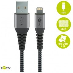 Laddare och kablar - Elegant & extra robust MFi-godkänd USB till Lightning iPhone-laddkabel max. 5V 2.4A (12W)