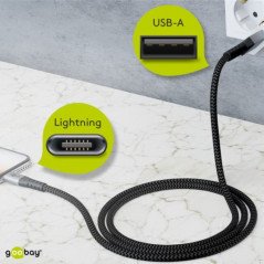 Laddare och kablar - Elegant & extra robust MFi-godkänd USB till Lightning iPhone-laddkabel max. 5V 2.4A (12W)