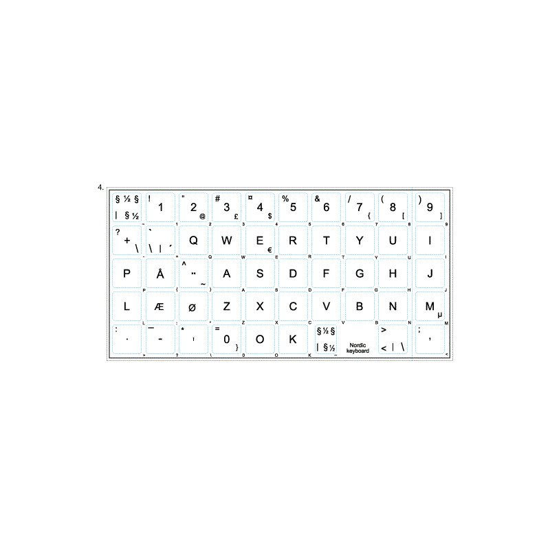 Övriga tillbehör - Klistermärken för utländska tangentbord (dansk vit)