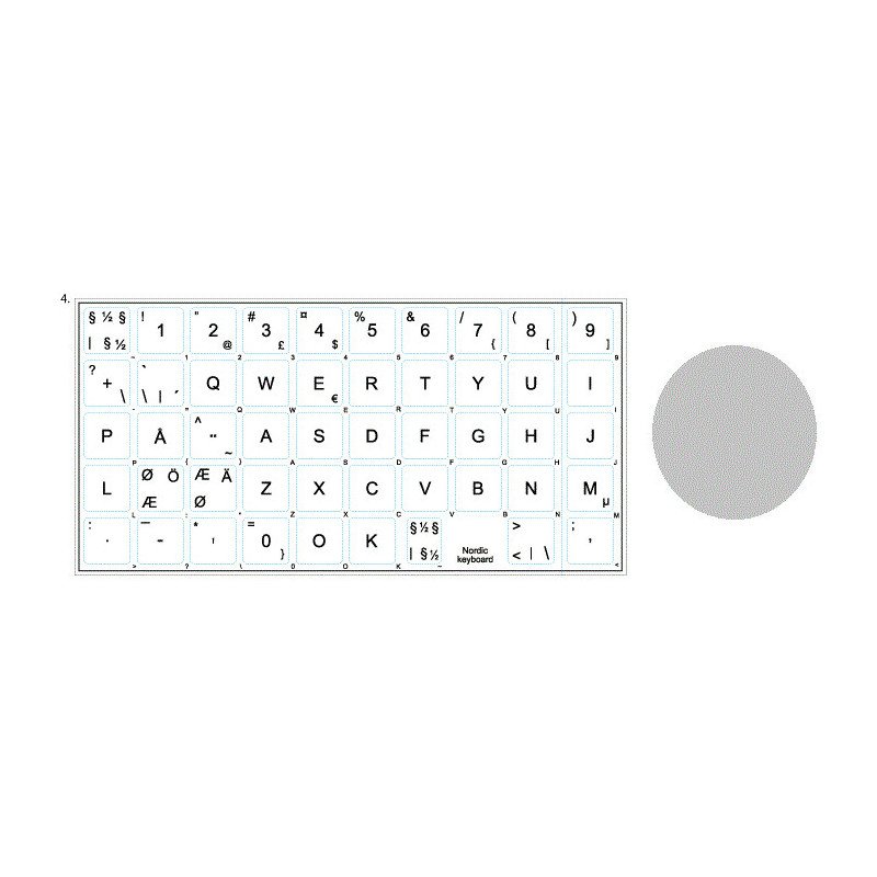 Övriga tillbehör - Klistermärken för utländska tangentbord, Nordisk (SE/DK/FI/NO) Silver