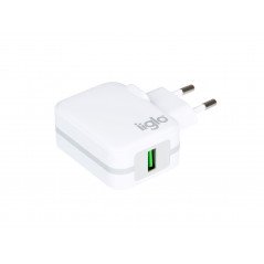 Väggladdare mobiltelefon - iiglo universalladdare till telefon och surfplatta USB-A med Quick Charge 3.0, 18W