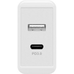 Opladere og kabler - Strømadapter med USB-C og USB-A, hurtig opladning 28W, PD (Power Delivery)