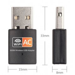 Trådlöst kompakt WiFi USB-nätverkskort med Dual Band 2.4GHz/5GHz 600Mbps