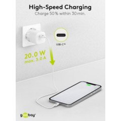 Chargers and Cables - Snabbladdande kompakt strömadapter med USB-C PD (Power Delivery) 20W