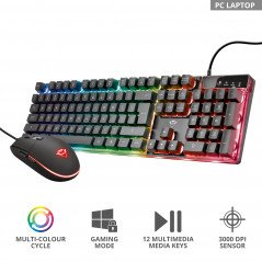 Paket tangentbord & mus gaming - Trust GXT 838 Azor Gaming RGB Combo med regnbågsbelysning