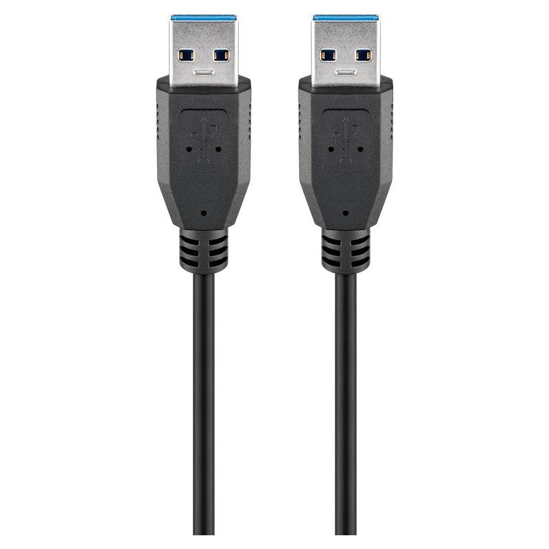 USB cable USB A to USB A - USB 3.0 SuperSpeed Kabel, hane till hane, svart