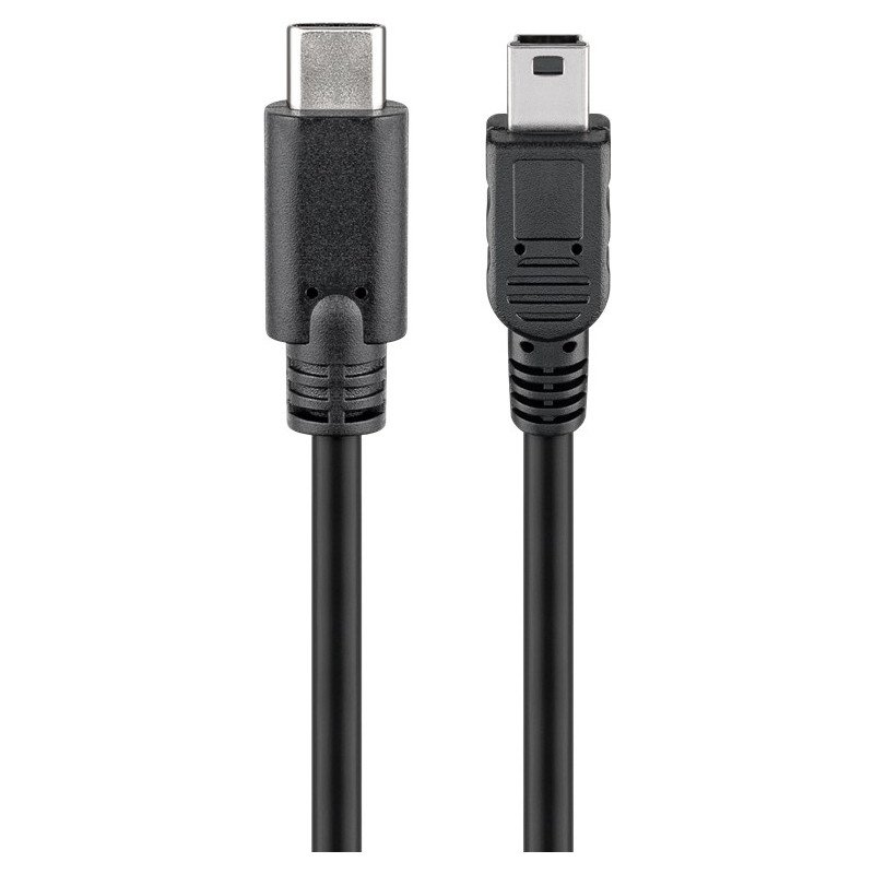 USB-kabel USB mini - USB-C till miniUSB-kabel, 0.5 meter, svart
