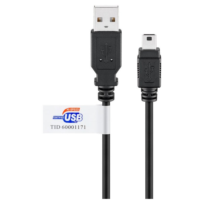 USB-kabel USB mini - Goobay USB 2.0 til miniUSB Hi-Speed-kabel, sort