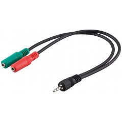Goobay Headset-adapter 2x 3,5 mm til et 3,5 mm kabel, 0,3 meter
