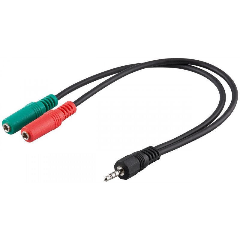 Ljudkabel & ljudadapter - Headsetadapter 2x 3.5 mm till en 3.5 mm kabel, 0.3 meter
