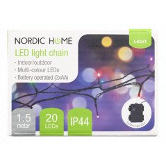Ljusslingor - Nordic Home flerfärgad LED ljusslinga, 1.5m 20st LED och timerfunktion