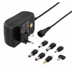 AC- till DC-adapter med ställbar volt, 6 olika kontakter