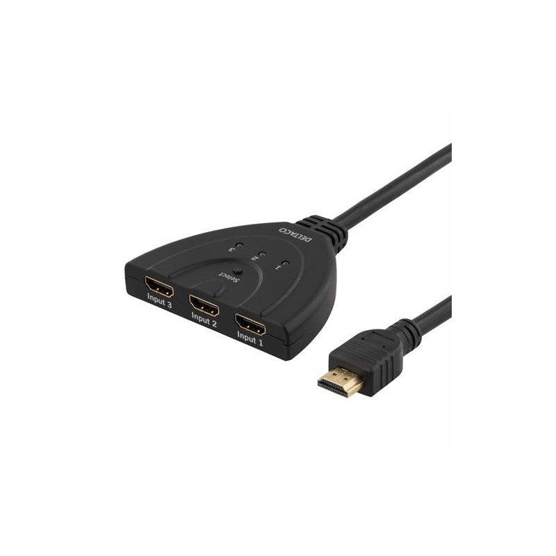 Skärmkabel & skärmadapter - Deltaco HDMI-switch 3-till-1, 1080p/60Hz