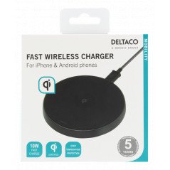 Chargers and Cables - Deltaco 10W trådlös Qi-laddare med snabbladdning Svart