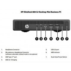 Brugt stationær computer - HP EliteDesk 800 G2 Mini i3 8GB 256SSD (brugt)