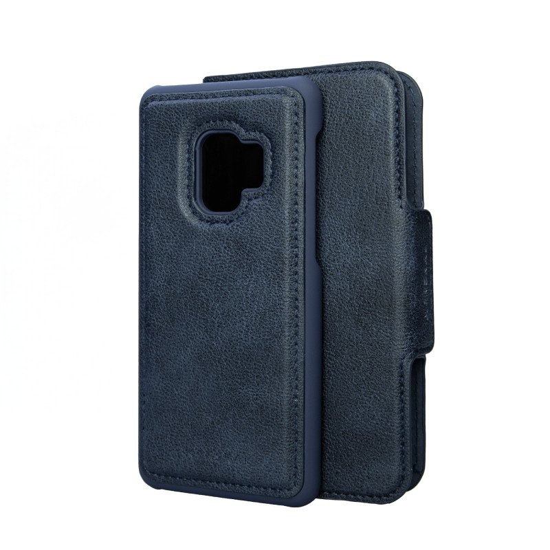 Skal och fodral - Plånboksfodral med magnetiskt mobilskal till Samsung S9 (Blue)
