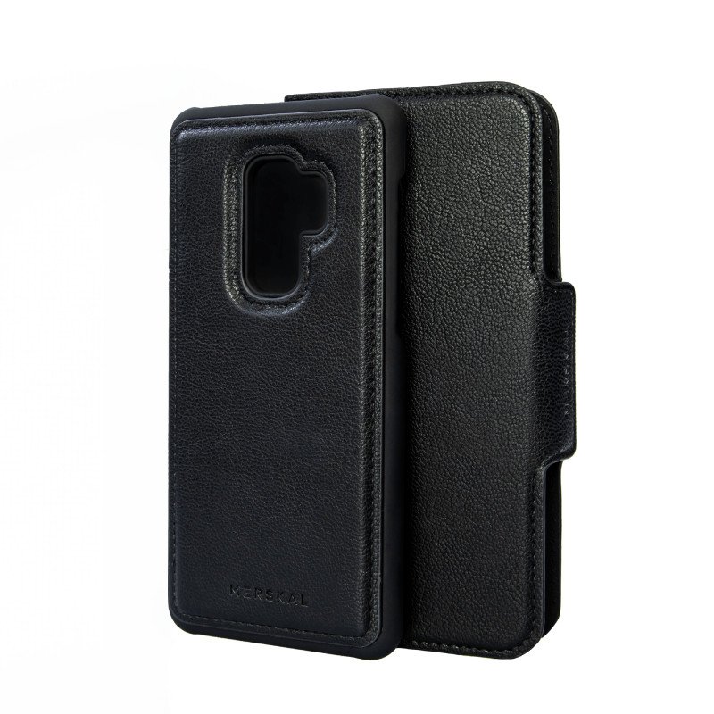 Skal och fodral - Plånboksfodral med magnetiskt mobilskal till Samsung S9 Plus (Black)