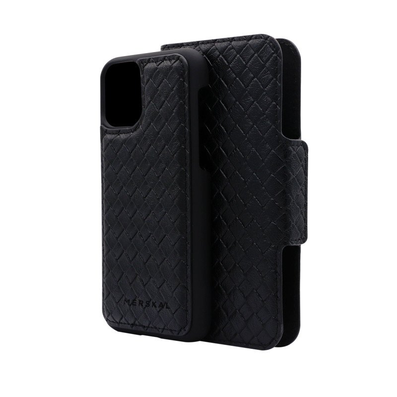 Skal och fodral - Plånboksfodral 2-i-1 med magnetiskt mobilskal till iPhone 11 Pro PU-läder (Black Elite)