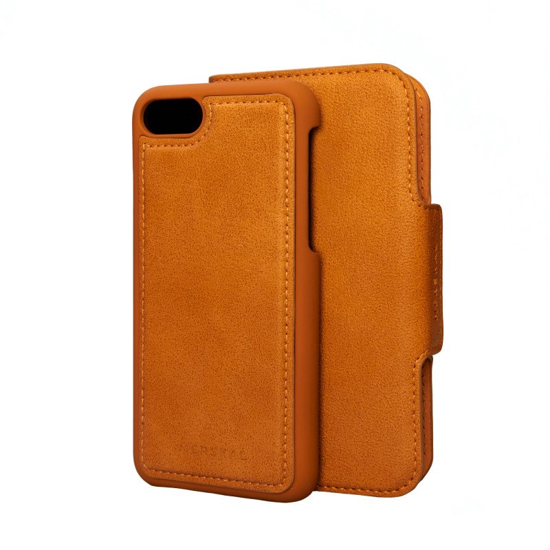 Skal och fodral - Plånboksfodral med magnetiskt mobilskal till iPhone 7/8 (Orange)