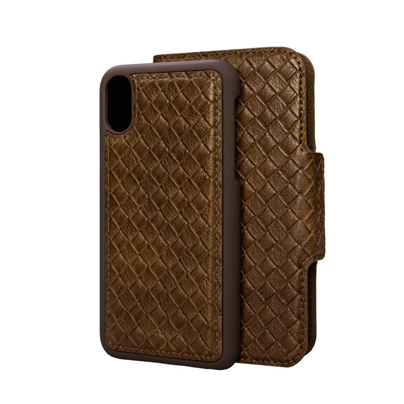 Shells and cases - Plånboksfodral med magnetiskt mobilskal till iPhone X/Xs (Brown Elite)