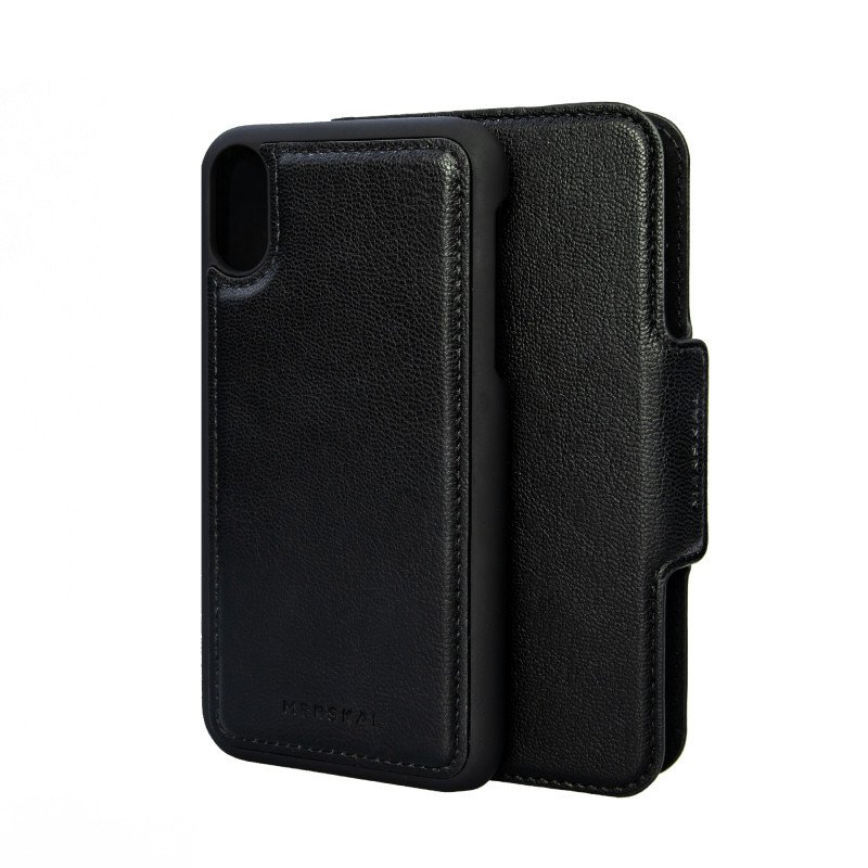 Skal och Fodral - Plånboksfodral 2-i-1 med magnetiskt mobilskal till iPhone Xr PU-läder (Black)