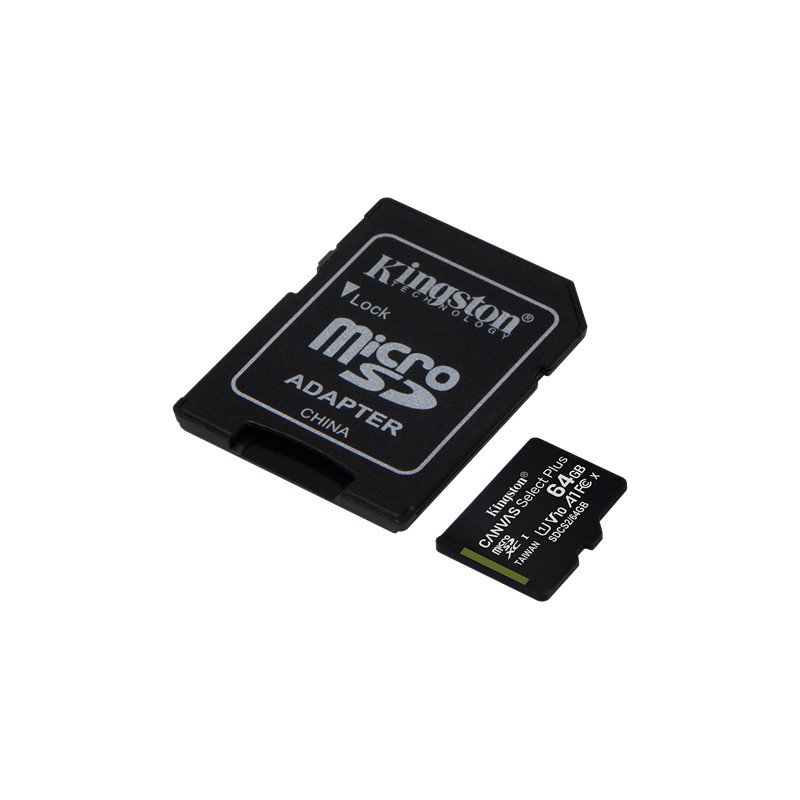 Hukommelseskort - Kingston Canvas Select Plus 64GB MicroSDXC UHS-I (Class 10) inkl. adapter