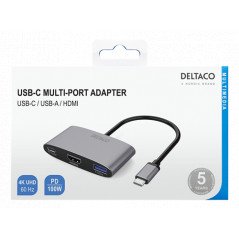 Skärmkabel & skärmadapter - USB-C Multiport till HDMI-adapter med USB/USB-C PD 100W 4K 60Hz