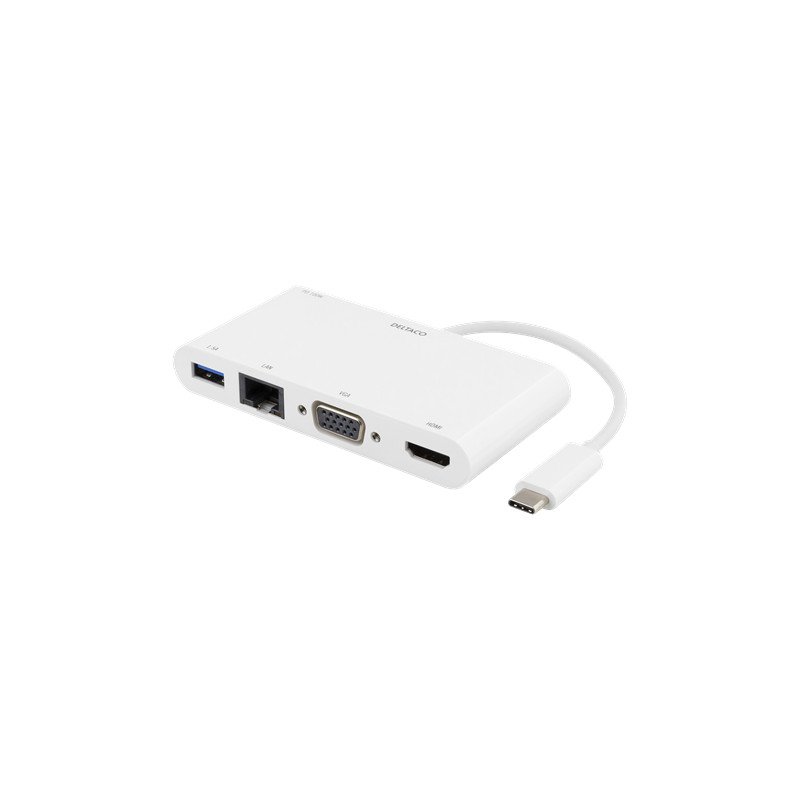USB-C-adapter - USB-C-dockingstation Multiport til HDMI/VGA/LAN/USB med 4K-understøttelse