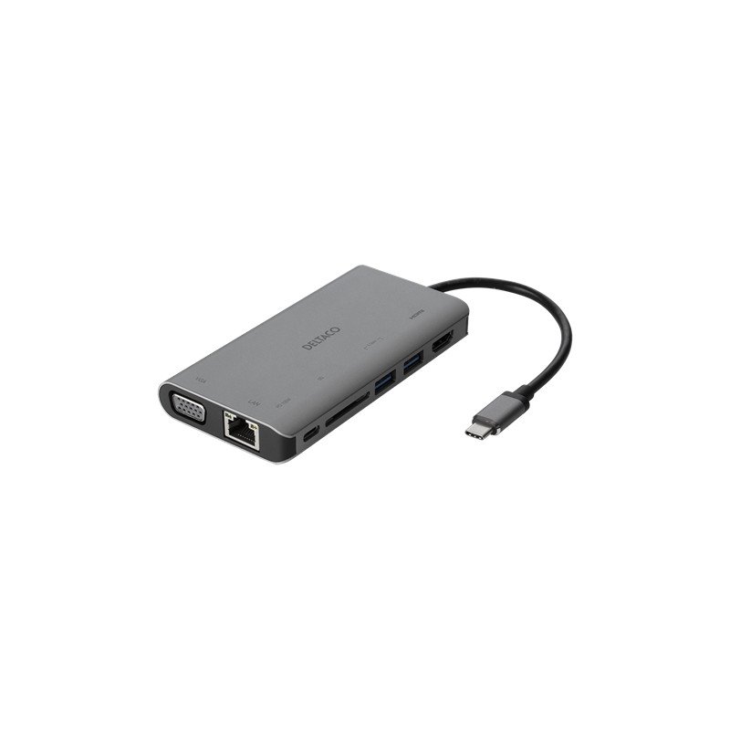 USB-C-adapter - USB-C-dockingstation med flere porte til HDMI/VGA/LAN/USB med 4K-understøttelse 100W PD