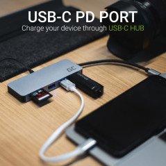 USB-C dockningsstation - GreenCell USB-C dockningsstation till USB-C-, HDMI- (4K), USB 3.0, USB 2.0 samt SD-kort