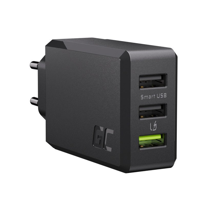 Vægladere til mobiltelefon - GreenCell vægadapter med 3x USB, 30W med QC 3.0