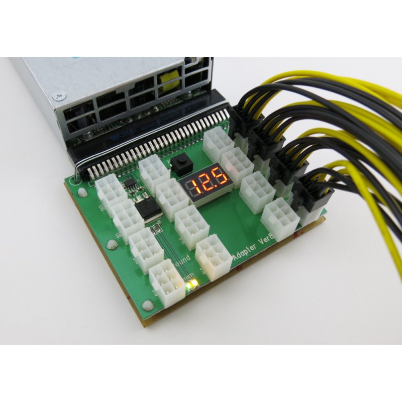 Begagnade datorkomponenter - X-Adapter v8 breakoutboard för 16 grafikkort till nätagg inkl 16 kablar (beg)