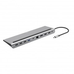 USB-C Dockningsstation 10 portar, upp till 2 skärmar, USB-C, USB-A, HDMI, DP, Ethernet