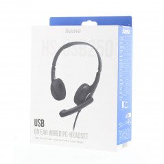 On ear-hörlurar - Hama On-Ear Headset med mikrofon (USB)
