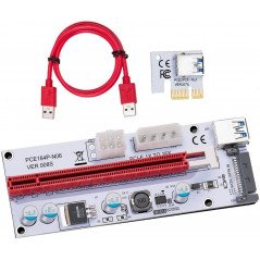 PCIe x1 till PCIe x16 riser med USB 3.0-kabel (brugt)