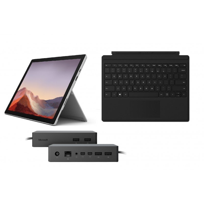 Laptop 12" beg - Microsoft Surface Pro 7 (2019) i5 8GB 128SSD, tangentbord och docka (beg)