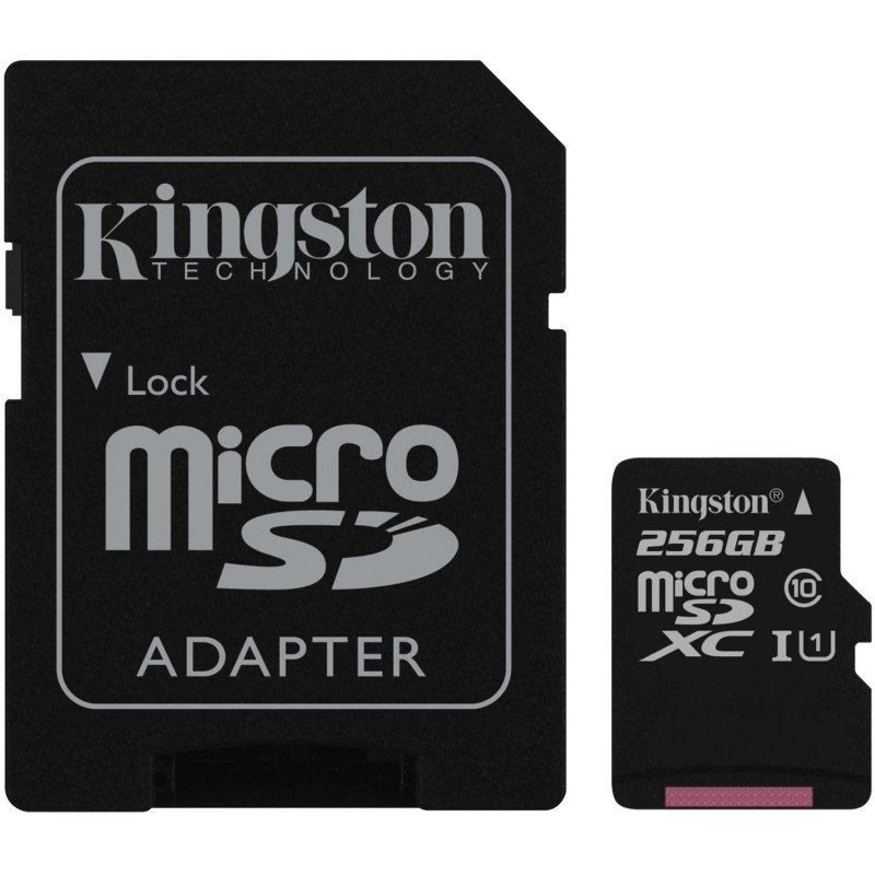 Minneskort - Kingston Canvas Select Plus 256GB microSDXC + SDXC (Class 10) 100MB/s