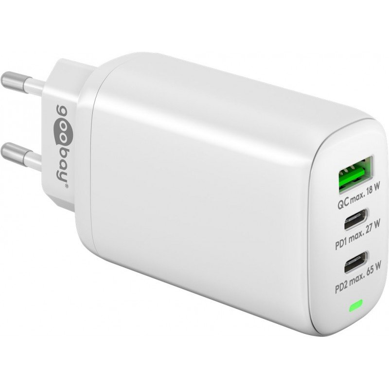 Chargers and Cables - Strömadapter med USB-C PD 65W och snabbladdning (2x USB-C, 1x USB)