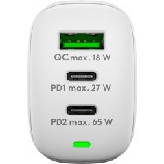 Laddare och kablar - Strömadapter med USB-C PD 65W och snabbladdning (2x USB-C, 1x USB)