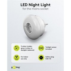 Natlampe - Natlys LED grøn/blå/hvid med automatisk tænding