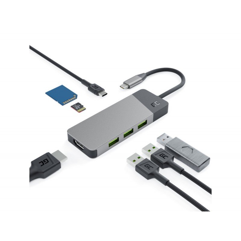 USB-C dockningsstation - USB-C dockningsstation till USB-C PD 85W-, HDMI- (4K 60Hz), 3xUSB 3.1 samt SD-kort