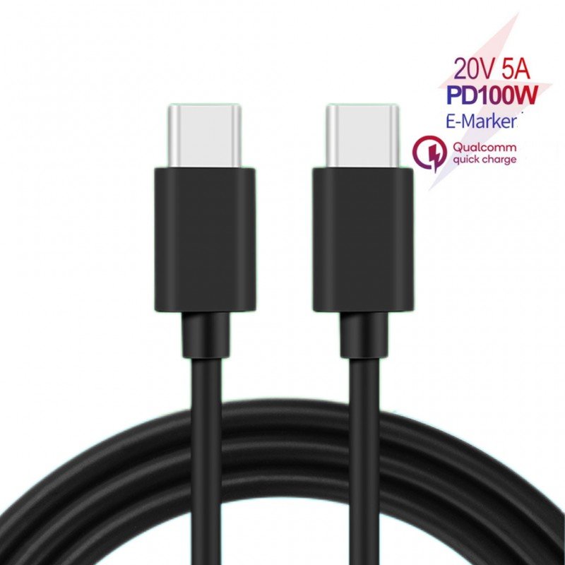 USB-C kabel - 2 meter USB-C till USB-C kabel (USB 2) 100W svart