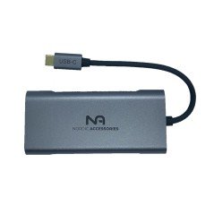 USB-C dockningsstation 7-i-1 USB-C PD 75W, HDMI, 3xUSB 3.0, SD/TF-kort