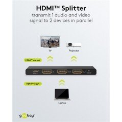 Skærmkabel & skærmadapter - Goobay HDMI-splitter 1-til-2 med understøttelse af 4K ved 60Hz