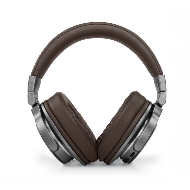 Bluetooth Earphones - Muse trådlösa bluetooth-hörlurar med brun läder-look