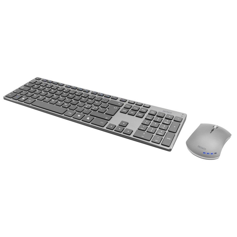 Keyboard & Computer Mouse - Deltaco TB-800 set med trådlöst tangentbord och mus (laddningsbara)